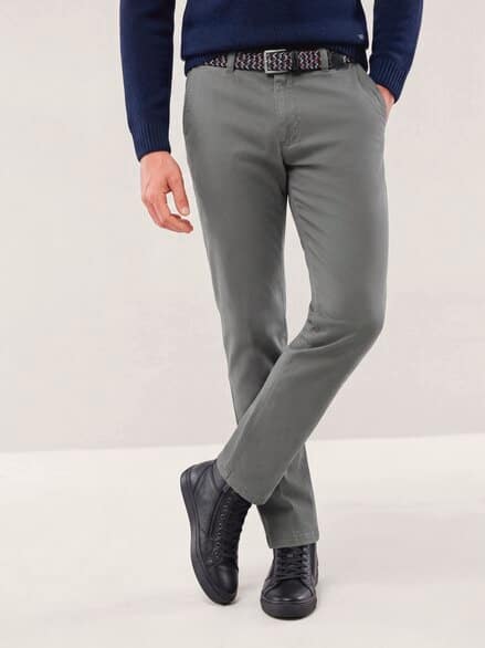 Extraglatt-Stretchbund-Chino Grau