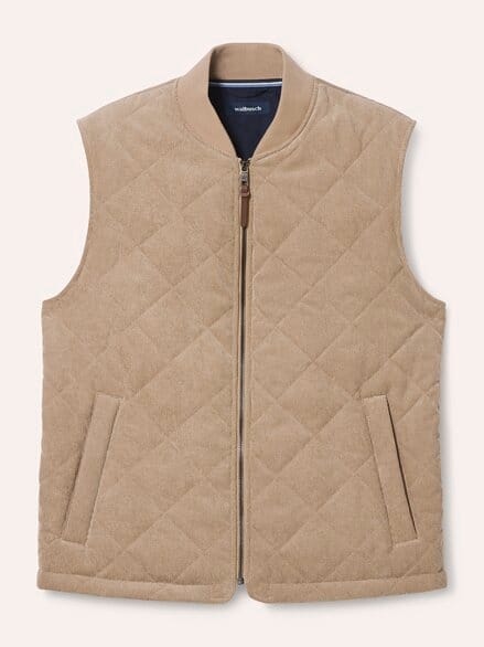 gesteppte Weste aus Cord Beige
