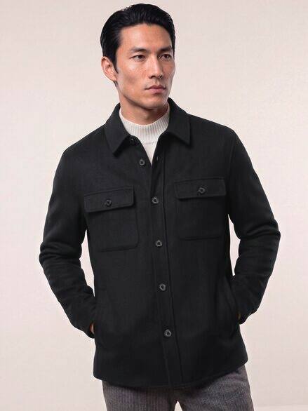 Doubleface Hemdjacke Schwarz