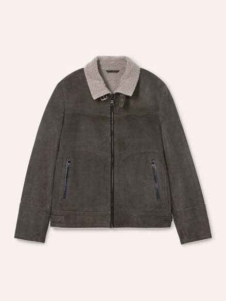 Lederblouson mit Kunstfell Anthrazit Lederblouson mit Kunstfell Anthrazit