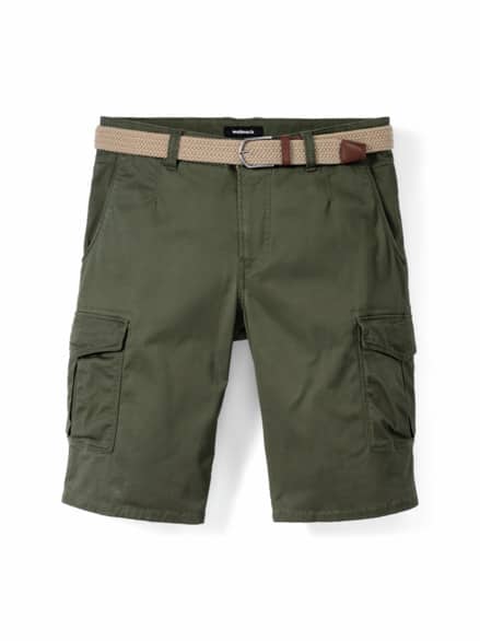 Extraglatt Gürtel Cargo-Bermudas Salbei