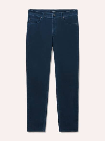 Five Pocket aus feinem Cord Rauchblau
