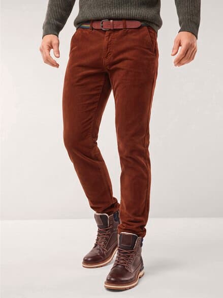Gürtel-Cord Chino Rostbraun