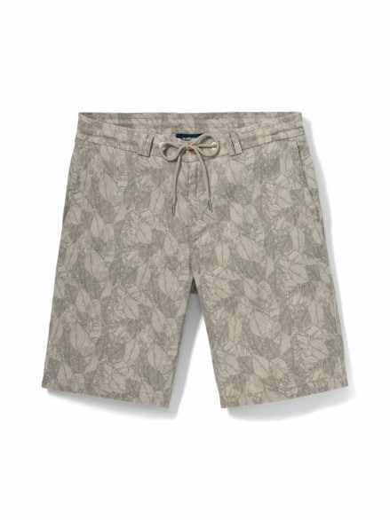 Comfort Leinen-Bermudas Natur Blätterdr Comfort Leinen-Bermudas Natur Blätterdr