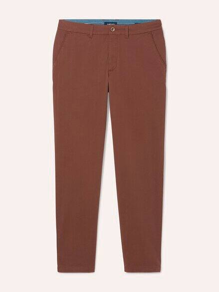 Elastische Chino aus Baumwolle Rotbraun