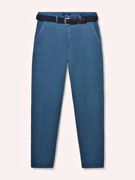 Chino inklusive Gürtel Mittelblau