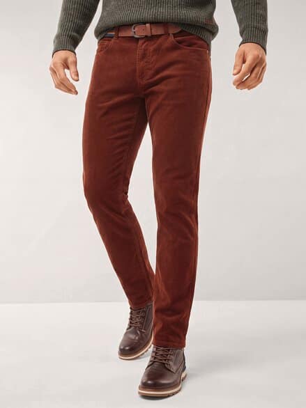 Gürtel-Cord Five-Pocket Rostbraun