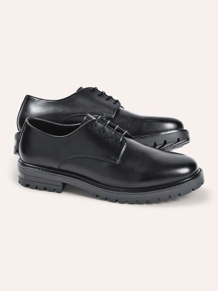 Leder Derby Schwarz Leder Derby Schwarz