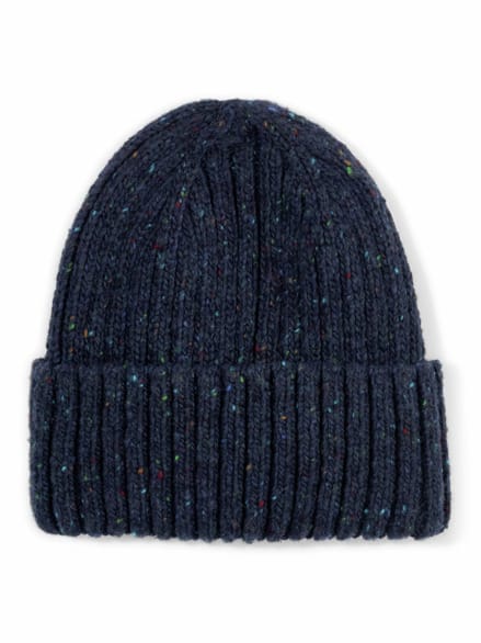 Tweed Wollmütze Blau