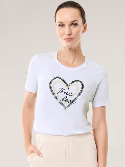 Baumwollshirt mit Herz Offwhite