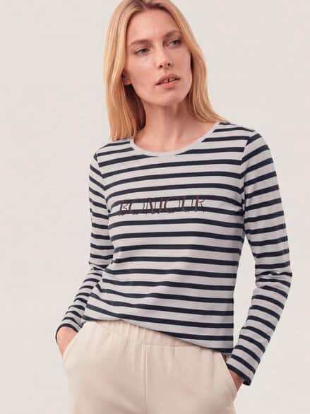 Ringelshirt Bonjour Blau/Weiß