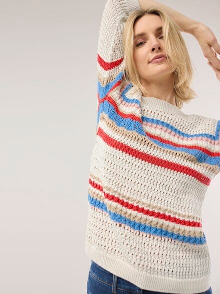 Pullover im Häkel-Look Multicolor Offwhite Pullover im Häkel-Look Multicolor Offwhite