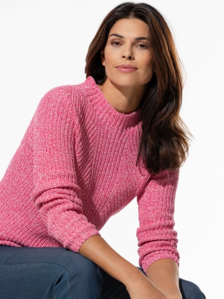 Patentpullover Nahtlos Fuchsia/Weiß Patentpullover Nahtlos Fuchsia/Weiß