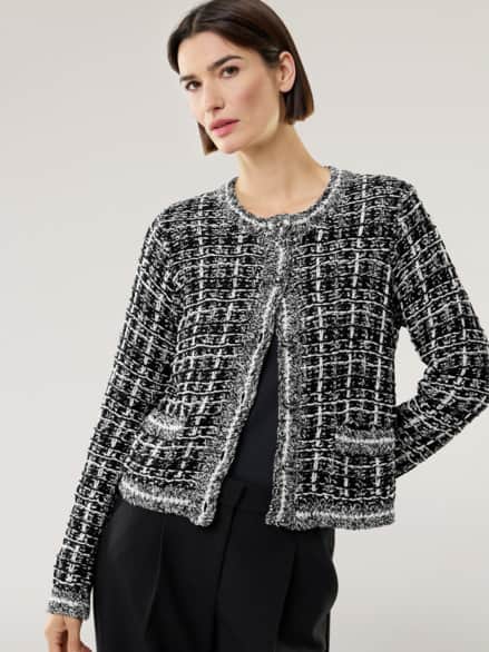 Tweed Strickjacke Black&White Schwarz/Offwhite Tweed Strickjacke Black&White Schwarz/Offwhite