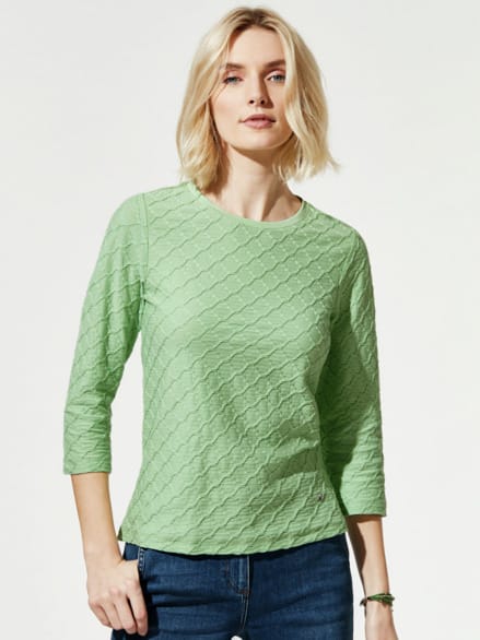 Baumwollshirt Strukturmuster Piniengrün