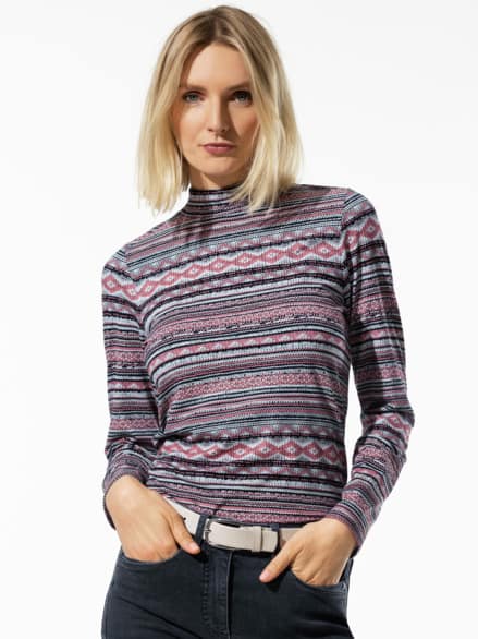 Stehbundshirt Strickmuster Rosenholz