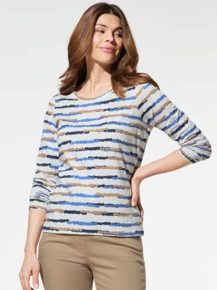 Baumwollshirt Abstract Stripe Blau