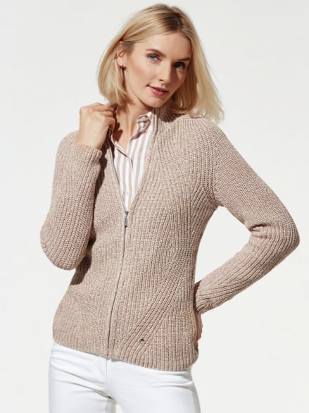 Patentstrickjacke Nahtlos Safaribeige Patentstrickjacke Nahtlos Safaribeige