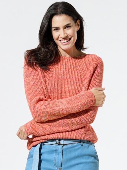 Baumwoll-Pullover Farbenspiel Orange