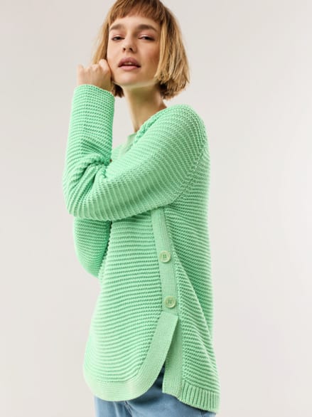 Breton-Pullover Baumwollmix Pastellgrün