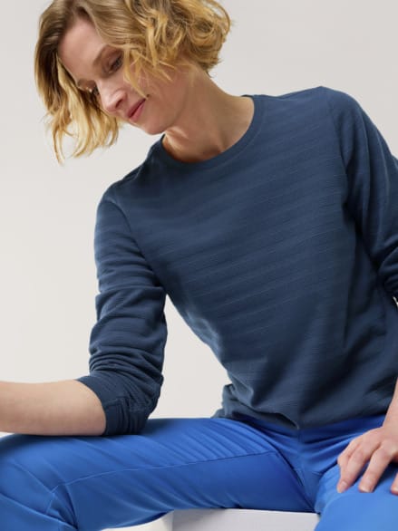 Baumwollshirt Reliefstruktur Marine