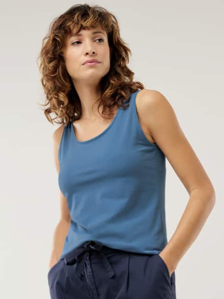 Baumwoll-Basic -Top Jeansblau