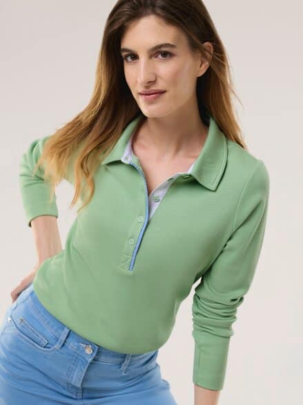 Poloshirt Strukturmuster Salbei