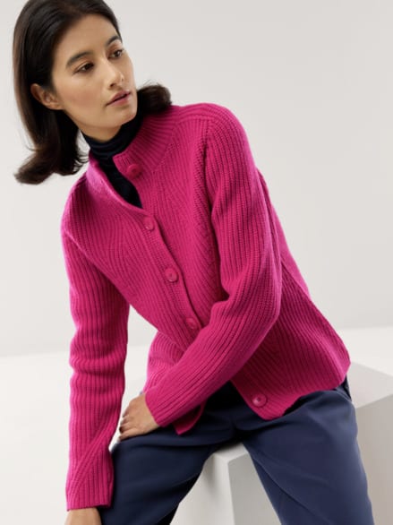 Cashmino Strickjacke Nahtlos Dunkelpink Cashmino Strickjacke Nahtlos Dunkelpink