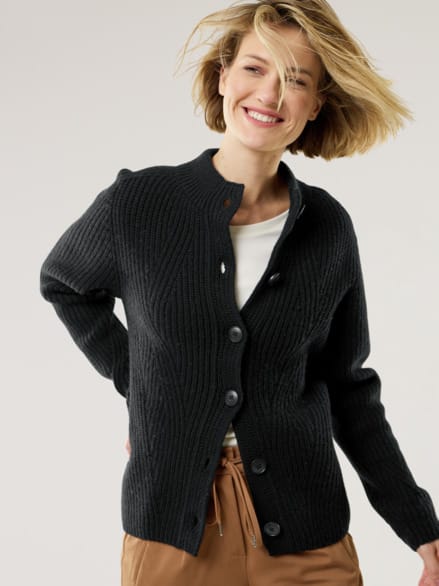 Cashmino Strickjacke Nahtlos Schwarz