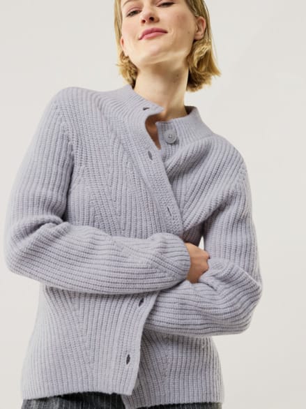 Cashmino Strickjacke Nahtlos Silbergrau Mel.