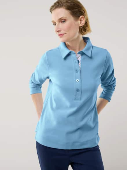 Edeljersey Polo Ozeanblau