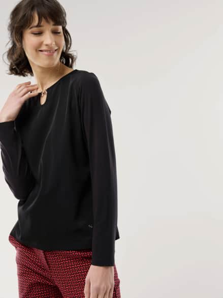 Viskoseshirt Materialmix Schwarz Viskoseshirt Materialmix Schwarz