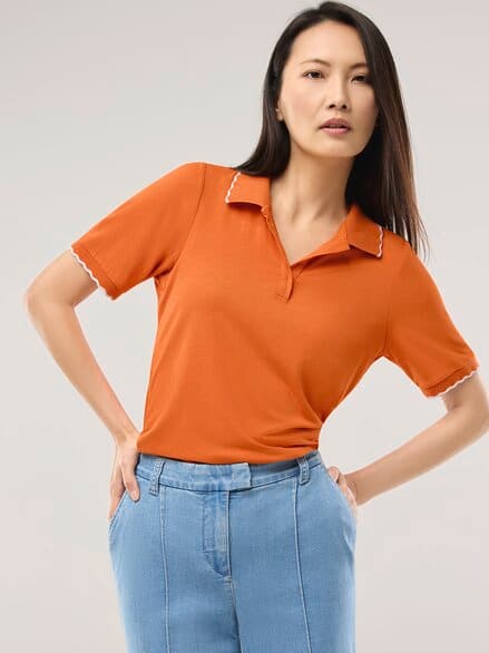 Poloshirt Wellenkante Dunkelorange Poloshirt Wellenkante Dunkelorange