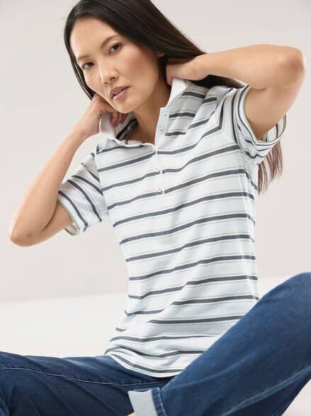 Extraglatt Polo Streifen Salbei Extraglatt Polo Streifen Salbei