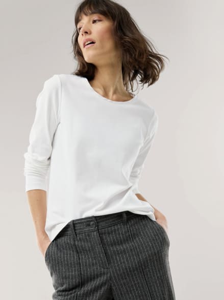 Baumwollshirt Satindetail Offwhite Baumwollshirt Satindetail Offwhite