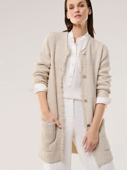 Fancy Longstrickjacke Creme/Offwhite