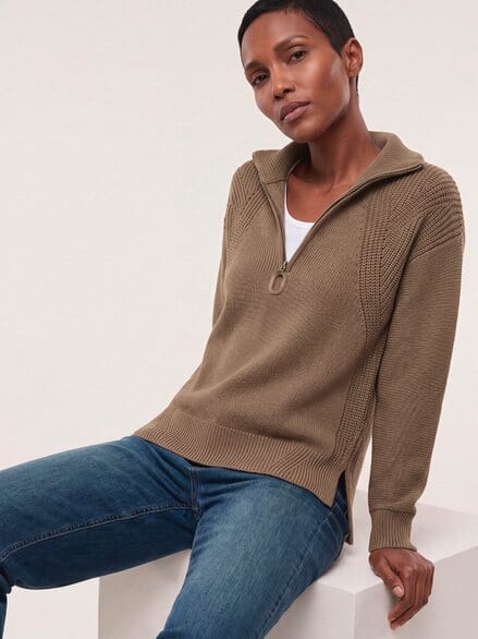 Pullover mit Troyerkragen Praline