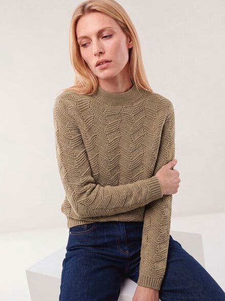 Weicher Strukturpullover Praline