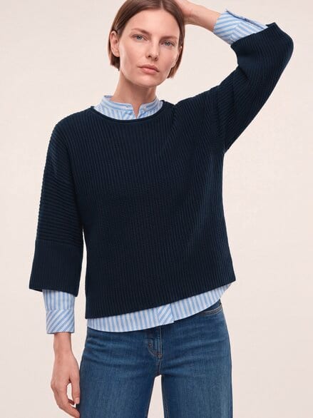 Pullover mit Kimonoärmel Nachtblau