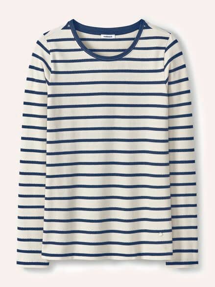 Baumwollshirt Ringelstruktur Offwhite/Nachtblau Baumwollshirt Ringelstruktur Offwhite/Nachtblau