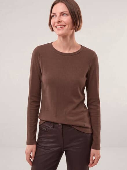 Shirt in Feinstrickoptik Kastanie