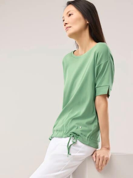 Blousonshirt in Rippenstruktur Basilikum