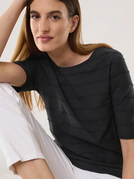 Baumwollshirt Streifenstruktur Schwarz Baumwollshirt Streifenstruktur Schwarz