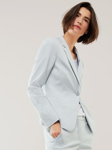 Jacquardblazer Rauchblau/Weiß