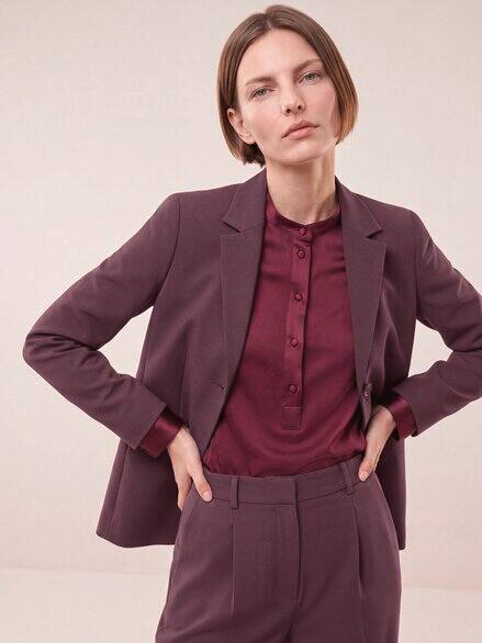 Knitterarmer Blazer mit Revers Merlot