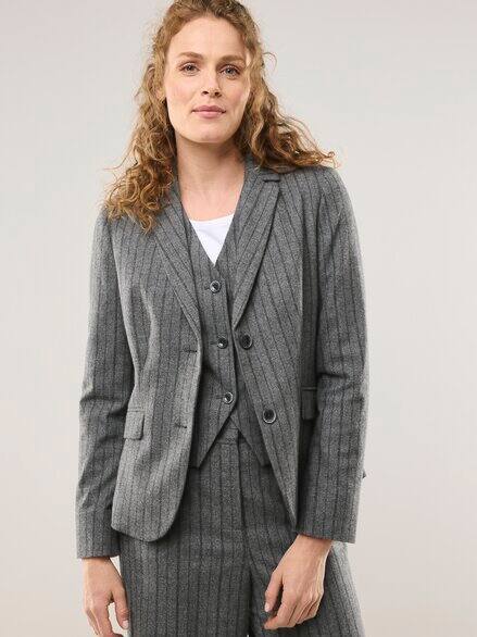 Flanellblazer mit Nadelstreifen Streifen Grau