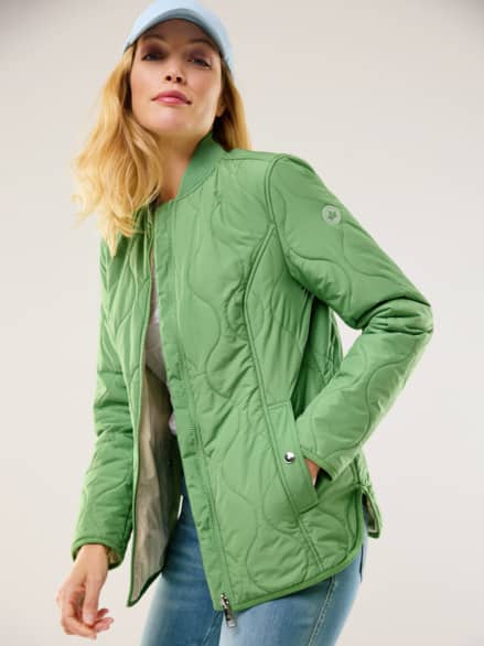 Ultraleicht Wendejacke Piniengrün/Creme