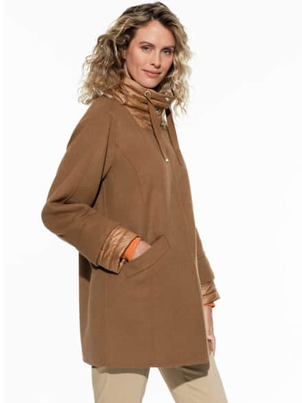 Double-Face-Wolljacke Perfect Match Toffee