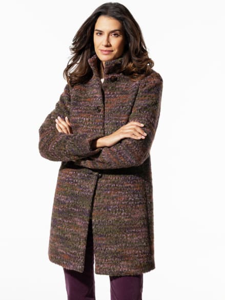 Wollflauschmantel Multicolor Grün/Beere