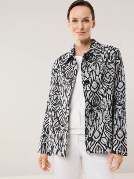Jacquard Jacke Schwarz/Weiß Jacquard Jacke Schwarz/Weiß